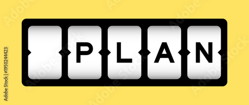 Black color in word plan on slot banner with yellow color background