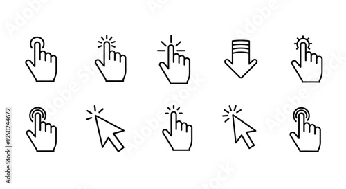 Cursor Icons A Collection of Hand and Arrow Pointer Icons for Digital Interfaces