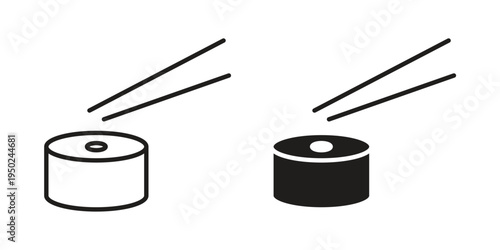 Sushi icon line vector illustration in solid color design