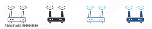 WiFi router icon set. Wireless internet modem router icon, network connection technology concept. Vector illustration.