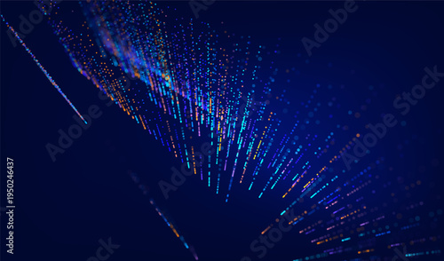 Abstract future ai background with blue big data and digital dots for tech and technology science presentation. Line cyber business network 3d backdrop. Connection graphic design.