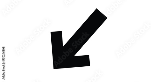 A thick black arrow pointing downwards and to the left