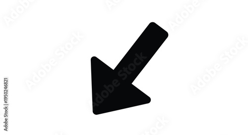 A thick black arrow pointing diagonally downwards to the left.