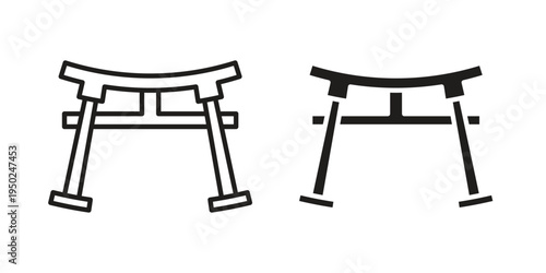Torii gate icon line vector illustration in solid color design