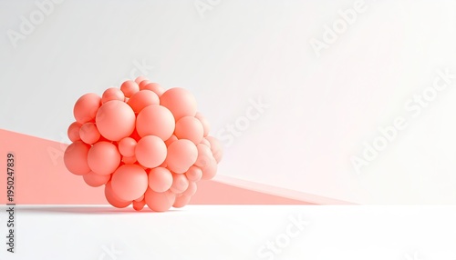 Pink sphere cluster isolated on white background, abstract composition, use in design