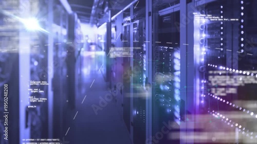 Wallpaper Mural Animation of data processing and light spot against computer server room Torontodigital.ca