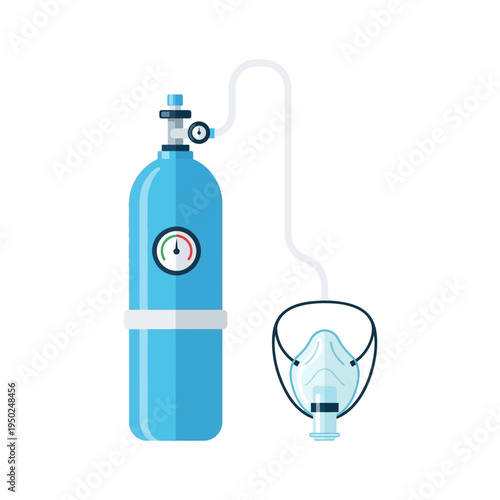 Oxygen Tank and Mask for Medical Breathing Support