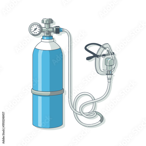 Oxygen Tank and Mask for Medical Breathing Support