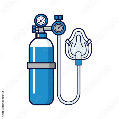 Oxygen Tank and Mask for Medical Breathing Support
