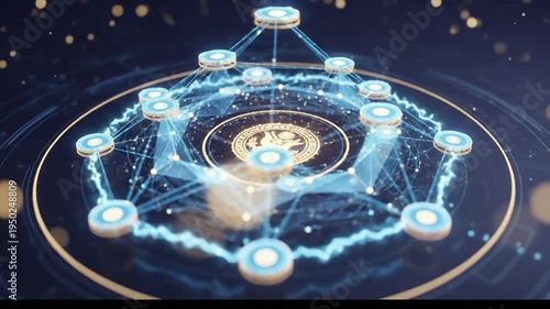 Abstract Digital Network Structure with Glowing Nodes and Connections.