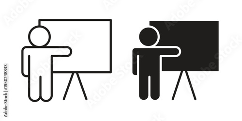 User chalkboard icon line vector illustration in solid color design