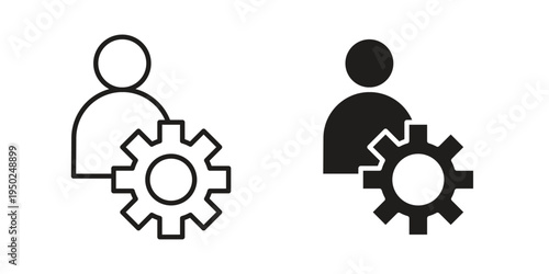 User gear icon line vector illustration in solid color design