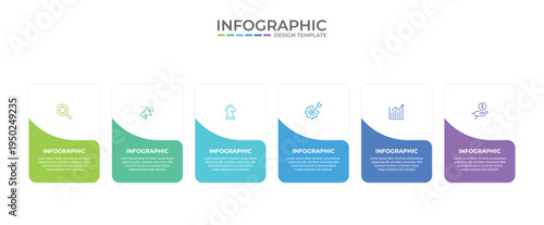 Vector Infographic design with icons and 6 options or steps. Infographics for business concept. Can be used for presentations banner, workflow layout, process diagram, flow chart, info graph