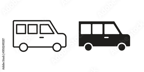 Van icon line vector illustration in solid color design