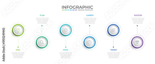 Vector Infographic design with icons and 6 options or steps. Infographics for business concept. Can be used for presentations banner, workflow layout, process diagram, flow chart, info graph