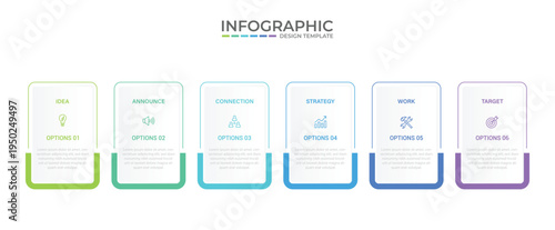 Vector Infographic design with icons and 6 options or steps. Infographics for business concept. Can be used for presentations banner, workflow layout, process diagram, flow chart, info graph