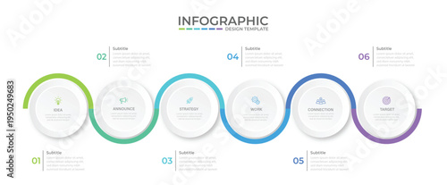 Vector Infographic design with icons and 6 options or steps. Infographics for business concept. Can be used for presentations banner, workflow layout, process diagram, flow chart, info graph