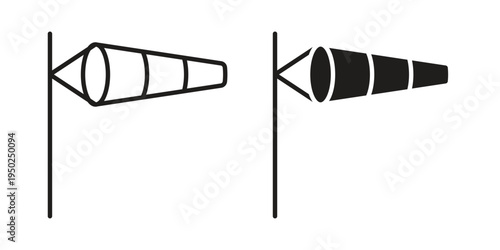 Windsock icon line vector illustration in solid color design