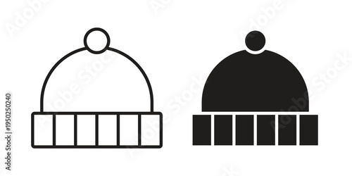 Winter hat icon line vector illustration in solid color design