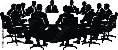 Large board of directors holding formal business gathering