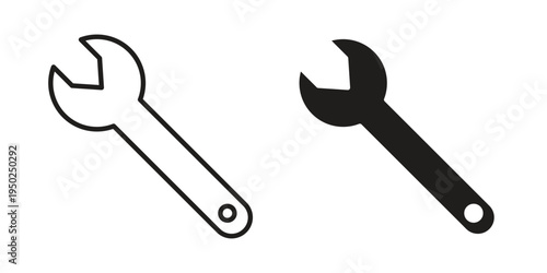 Wrench icon line vector illustration in solid color design
