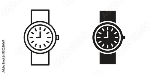 Wrist watch icon line vector illustration in solid color design