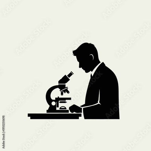 Scientist looking through a microscope, laboratory research, scientific discovery, close-up view