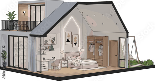 Modern Minimalist Bedroom with Cozy Decor and Stylish Architecture