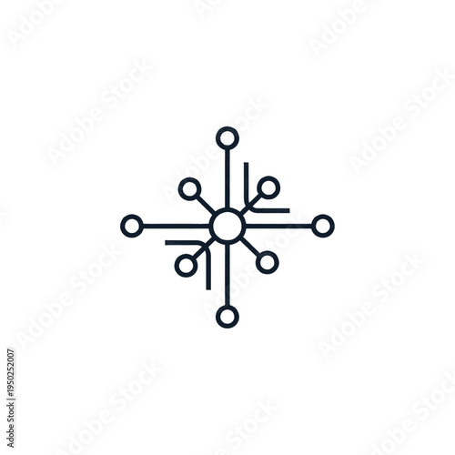Abstract geometric representation of a network or data connection with radiating lines and nodes.