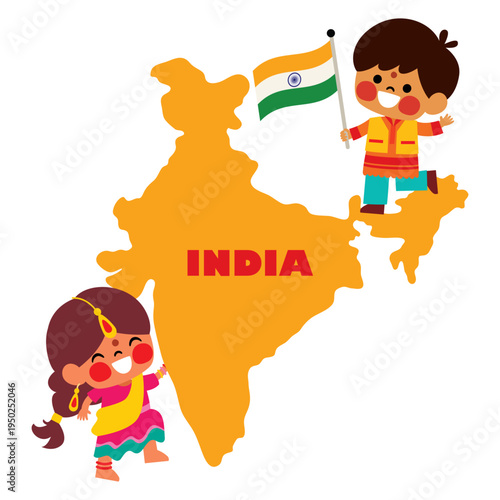 Indian Kids on India Map