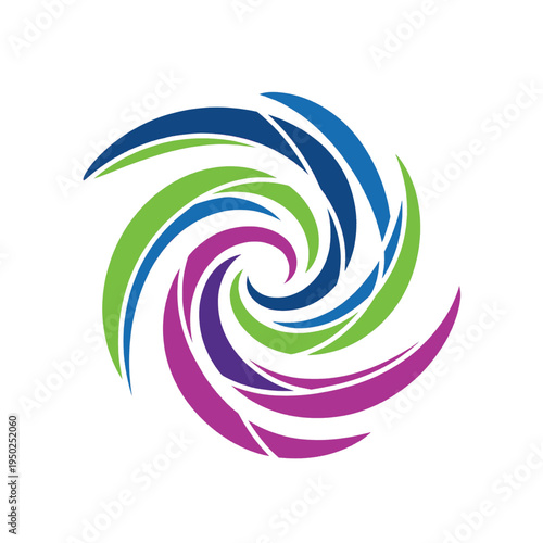 Abstract swirling vortex of colorful curved lines representing a hurricane or storm system.