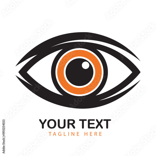 Abstract Orange Eye Vision Logo with Modern Optic Icon Vector Art Illustration