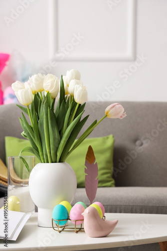 Vase with tulips and Easter...