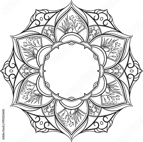 Botanical floral mandala collection with decorative leaves and nature symmetry patterns