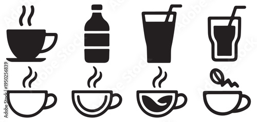 Wallpaper Mural Assorted beverage icons set including water bottle drink glass and coffee cup vector illustration eps 10 Torontodigital.ca