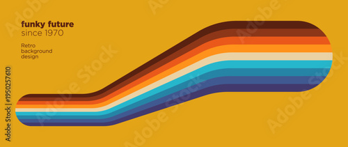 Simple retro-style abstract pattern design with colorful striped elements. Vector illustration.