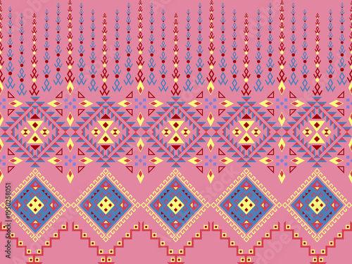 Geometric Ethnic pattern,
Native American tribal fabric, tile, carpet, vector,
illustration design, on background, Pattern fabric pixel, design for background, clothing, decorative, drapery, cloth 