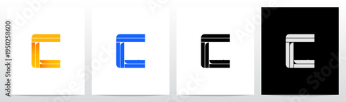 Parallel Geometric Rectangles Square Alphabet Initial Letter Logo Design C