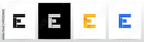 Parallel Geometric Rectangles Square Alphabet Initial Letter Logo Design E