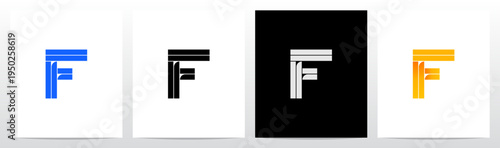 Parallel Geometric Rectangles Square Alphabet Initial Letter Logo Design F