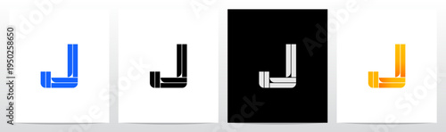 Parallel Geometric Rectangles Square Alphabet Initial Letter Logo Design J