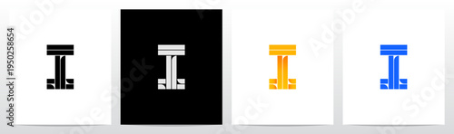 Parallel Geometric Rectangles Square Alphabet Initial Letter Logo Design I