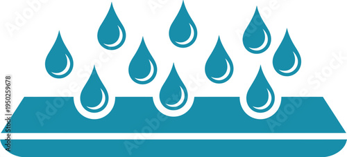 Waterproof, hydrophobic surface vector icon in solid flat design, representing water resistance and liquid protection, clean modern trendy flat vector