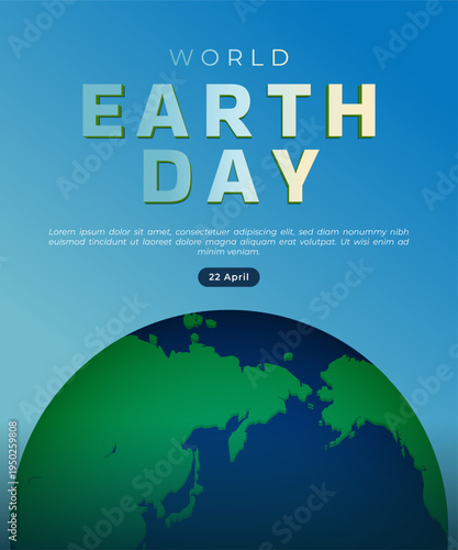 World Earth Day Celebration Poster Template with Globe Illustration