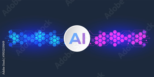 Artificial Intelligence Technology Background Digital Data Network Hexagon Circuit Futuristic Innovation Vector