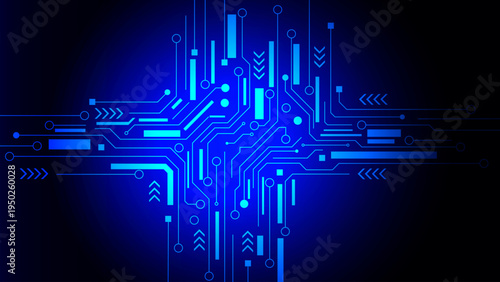 Futuristic Digital Technology Circuit Background Data Network Connection Abstract Tech Vector