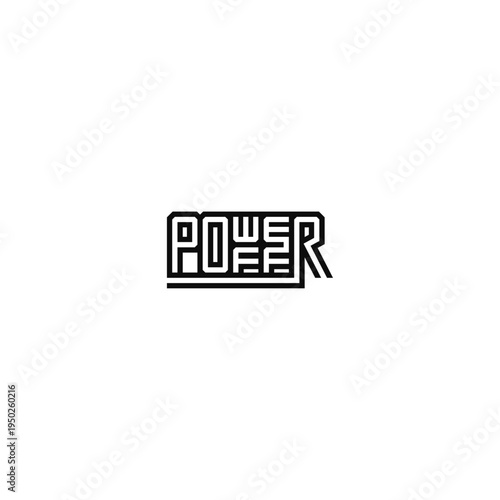 Power Off text line modern logo.