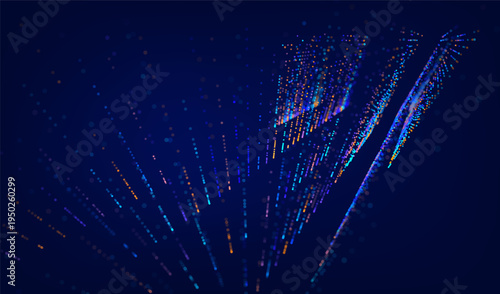Abstract future ai background with blue big data and digital dots for tech and technology science presentation. Line cyber business network 3d backdrop. Connection graphic design.
