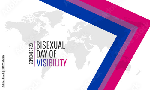 Bisexual Day of Visibility with pride flag on world map background. Vector illustration
