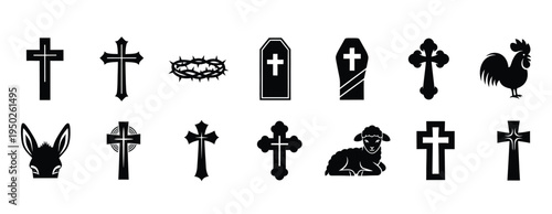 Collection of various crosses and cemetery symbols
